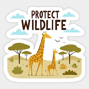 Giraffe with her baby Protect Wildlife Sticker